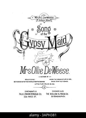 Composé par MRS Ollie de Weese, auteur de plusieurs ouvrages populaires. Dédié à MRS N.C. de Weese de Sydney, Ohio. La couverture énumère le titre, et l'intérieur contient la musique et les paroles de de de Weese. La couleur de l'image numérique peut varier considérablement par rapport à l'original. Pour les annotations, contactez Music services. Banque D'Images