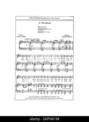 Une nouvelle chanson de belle Blanche, contenant à la fois des paroles et de la musique écrite par Blanche. La pochette comprend le titre de la chanson et les crédits. La couverture intérieure présente la première page de musique de 'Senora'. La couverture arrière contient une publicité pour « In Woodland ». La couleur peut différer de l'image originale. Banque D'Images