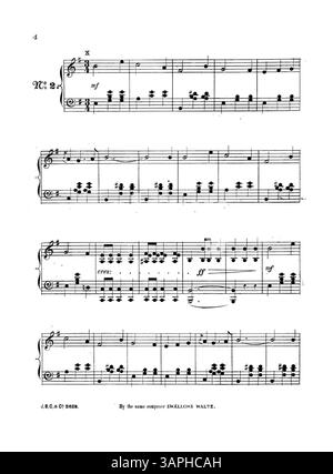 La reprise de Myosotis Myosotis présente The Reign of the Roses, une chanson adaptée à une mélodie de valse. Des publicités pour diverses chansons, dont Marguerite Waltz, Swallows Waltz et Vanity Fair Polka, apparaissent dans la partition. La quatrième de couverture présente des extraits musicaux de J.B. Cramer et Co. Banque D'Images