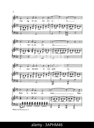 Cette pièce musicale présente un thème mélancolique de solitude. La couverture arrière comprend une publicité pour des chansons de salon et de concert, présentant un design Art Nouveau, un style caractérisé par des lignes fluides et des formes organiques. Banque D'Images