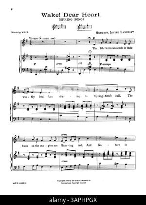 Cette partition professionnelle est pour plusieurs gammes vocales (Soprano, Mezzo-Soprano, ténor ou baryton), avec le numéro de plaque A.P.S. 12288-6. La couverture arrière annonce 'Lyric Francy/A Selection of Songs by American Composers'. Banque D'Images