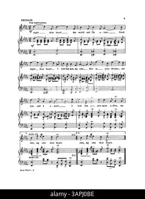 Cette reprise de Good Night, Dear Heart, une chanson d'Elizabeth M. Bacon, comprend la musique de la chanson et une publicité pour Shine on, Harvest Moon à l'arrière de la couverture. Il reflète les pratiques d'édition musicale du début du XXe siècle. Banque D'Images