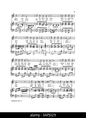 Une composition musicale intitulée 'In the Land Where the oranges Grow', écrite par Dorothy Elliott. La couverture énumère le titre sous compositions de Dorothy Elliott avec le numéro de plaque M.W.&SONS 8609. La couverture arrière présente la publicité d'un éditeur avec un extrait de "Somebody Loves You Dear". Banque D'Images