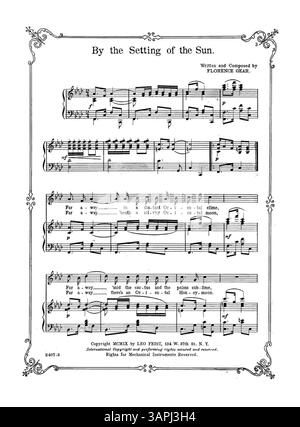 Une reprise musicale de « By the Setting of the Sun », mettant en vedette l'interprétation de Florence Gears chantée dans « Fluffy Ruffles ». Il comprend des extraits musicaux de 'l-O-V-E Spells trouble to me' de Joel P. Corin et Felix F. Feist, avec une couverture arrière montrant un extrait de 'Senora' de Jos. S. Nathan et Felix F. Feist. Banque D'Images