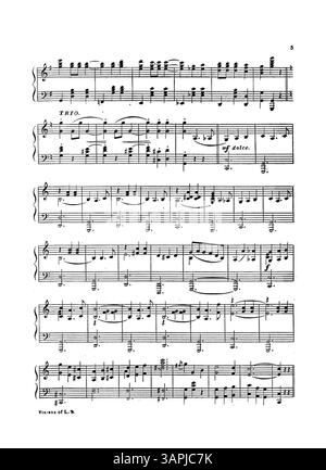 « Visions of Love Waltzes » comprend des publicités pour « Flowerland » de Sara B. Egan et « Love's consolation » de Geo. L. Spaulding. La couverture intérieure présente l'extrait de Flowerland, et la couverture arrière présente Love's consolation. IDA G. Bierman est également mentionnée. Banque D'Images