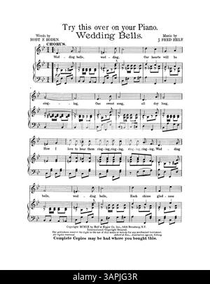 Cette partition comprend des extraits musicaux de 'Wedding Bells' de J. Fred Helf et Robt. F. Roden sur la deuxième page et 'si vous avez gagné le seul' par J. Fred Helf et Ed Gardenier sur la couverture arrière. La première page comprend une dédicace au professeur B. Walters. Banque D'Images