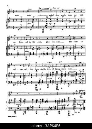 Cette partition professionnelle est pour plusieurs gammes vocales (Soprano, Mezzo-Soprano, ténor ou baryton), avec le numéro de plaque A.P.S. 12288-6. La couverture arrière annonce 'Lyric Francy/A Selection of Songs by American Composers'. Banque D'Images
