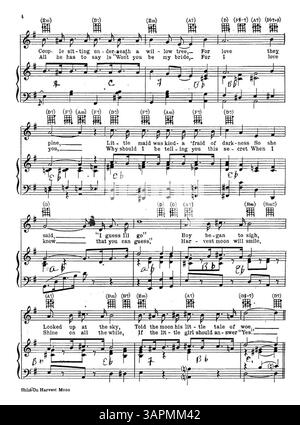 Shine on, Harvest Moon présente une couverture arrière avec un extrait musical d'une page entière de Auf Wiedersehn d'Abner Greenberg. La couverture semble être signée par Fred L. Olson à l'encre bleue. Banque D'Images