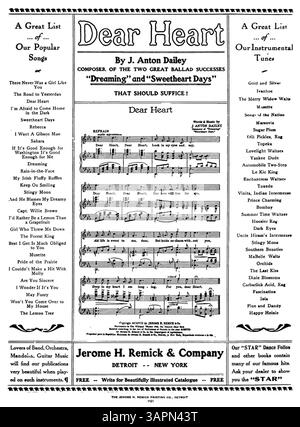Shine on, Harvest Moon a été chanté par Nora Bayes et Jack Norworth dans The Follies of 1908. La couverture contient des publicités pour des chansons publiées par Jerome H. Remick & Co, avec des extraits musicaux de Over on the Jersey Side et Dear Heart. Banque D'Images
