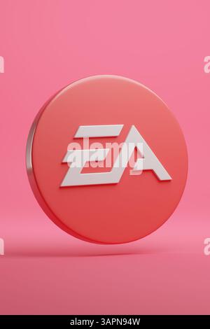 Buenos Aires, Argentine - 4 avril 2025 : logo des arts électroniques en trois dimensions. illustration 3d. Banque D'Images