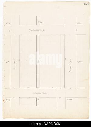 Une enquête sur les immeubles de la ville dans les immeubles Louis, couvrant les immeubles 489-492 et 505-656, avec des dessins à l'encre et des annotations au crayon indiquant les propriétaires fonciers. Leaf 583 contient un collage en haut de la carte. Banque D'Images