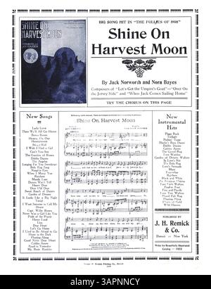 La chanson populaire I Wish Someone Would Fall in Love With me d'Anita Owen contient des publicités pour Honey-Land et Shine on, Harvest Moon. La couleur de l'image numérique peut varier par rapport à l'original. La musique était populaire au début du XXe siècle. Banque D'Images