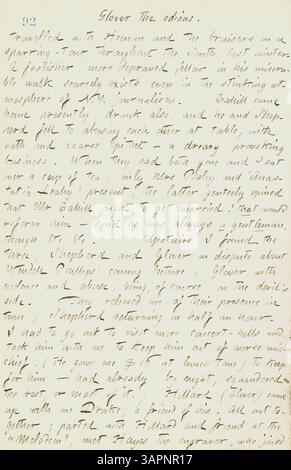 Le journal de Thomas Butler Gunn du 18 décembre 1861 décrit une visite de Thad Glover à sa pension. Il comprend des commentaires sur le comportement de Glover et mentionne un différend entre Frank Cahill et N.G. Shepherd. L'entrée reflète l'atmosphère sociale de l'époque et touche à des personnalités notables du journalisme et de la politique. Banque D'Images
