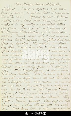Le journal de Thomas Butler Gunn décrit les nouvelles de sa famille, y compris les lettres de sa mère et de sa sœur sur des connaissances comme Joe Stokes et sa vie troublée en Australie. Banque D'Images