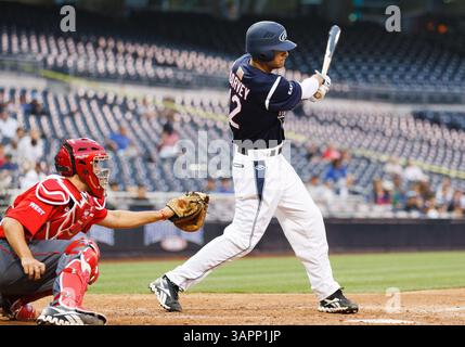 14 août 2011 : la vedette de baseball Chris Harvey bat lors de la classique All-American Perfect Game 2011, tenue à Petco Park, San Diego, Californie. (Crédit image : © Damen Jackson/Cal Sport Media/ZUMAPRESS.com) Banque D'Images