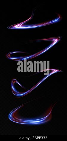 Une représentation abstraite artistique mettant en vedette de belles pistes lumineuses dans des couleurs bleues et rouges Illustration de Vecteur