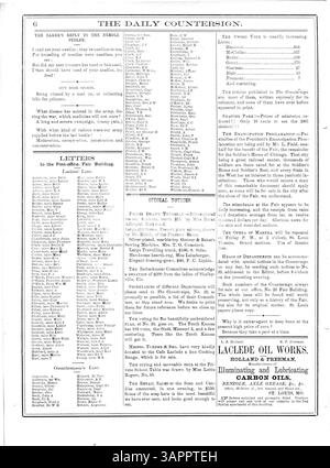 Le volume 1, no 9 du « Daily Countersign » publié par la Missouri Historical Society couvre la foire sanitaire du Mississippi, mettant en évidence le travail du comité exécutif des dames sous la direction éditoriale d'Anna C. Brackett. Banque D'Images