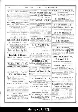 Le premier numéro de Daily Countersign, volume 1, no 1, publié par la Missouri Historical Society, traite de la foire sanitaire du Mississippi, avec Anna C. Brackett comme rédactrice en chef et le comité exécutif des dames supervisant la publication. Banque D'Images
