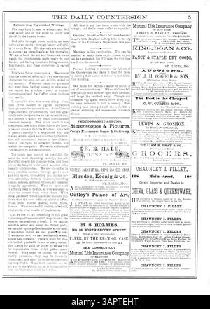 Première édition du 'Daily Countersign', volume 1, No 1, un périodique de la Missouri Historical Society couvrant les nouvelles de la foire sanitaire du Mississippi. Edité par Anna C. Brackett et publié par le Comité exécutif des dames. Banque D'Images