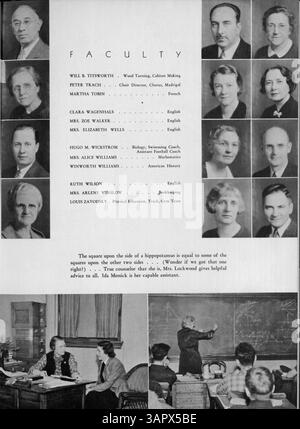 L'édition 1937 d'Hesperian, le West High Yearbook, met en lumière les étudiants, les enseignants, les clubs, l'athlétisme, et divers événements de l'année académique 1936-1937. Banque D'Images