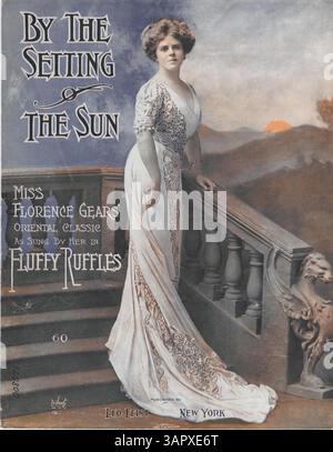 Une reprise musicale de « By the Setting of the Sun », mettant en vedette l'interprétation de Florence Gears chantée dans « Fluffy Ruffles ». Il comprend des extraits musicaux de 'l-O-V-E Spells trouble to me' de Joel P. Corin et Felix F. Feist, avec une couverture arrière montrant un extrait de 'Senora' de Jos. S. Nathan et Felix F. Feist. Banque D'Images