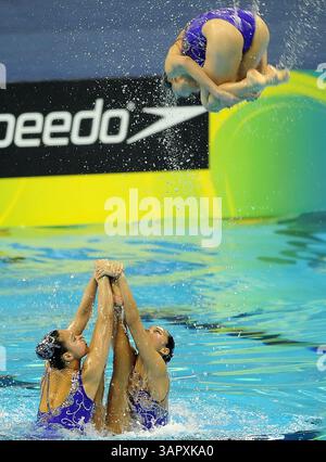23 juil. 2011 ; Shanghai, CHINE ; L'équipe chinoise participe à la finale libre par équipe de natation synchronisée lors du huitième jour des 14e Championnats du monde FINA à l'Oriental Sports Center. (Crédit image : © Jianmin Liu/Osports via ZUMA Wire) Banque D'Images