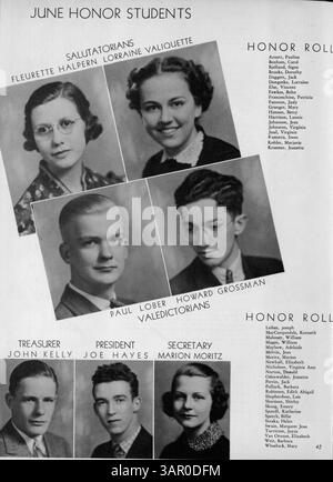 L'édition 1937 de l'annuaire 'Hesperian' de West High capture les réalisations, les activités parascolaires, les clubs étudiants et les événements de l'année académique 1936-1937. Banque D'Images