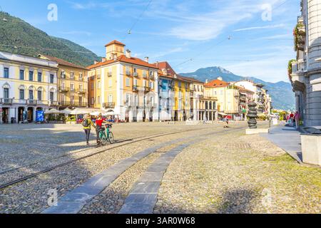 Locarno, Canton Tessin, Suisse, 05 septembre 2023, vue du centre-ville de Locarno, dans le canton Tessin district , Banque D'Images