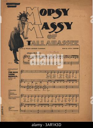 Une publication de 1903 dans le New York Herald avec 'Mopsy Massy of Tallahassee', avec des paroles de Willis Leonard Clanahan et de la musique d'Anita Comfort. Publié avec l'autorisation spéciale d'Anita Comfort, New York. La couleur de l'image peut différer de celle de l'original. Banque D'Images