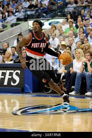 25 avril 2011 : Gerald Wallace, l'attaquant des Trail Blazers de Portland, #3, participe à un match des éliminatoires de la première ronde de la NBA Western Conference entre les Trail Blazers de Portland et les Dallas Mavericks au American Airlines Center de Dallas, TX Dallas a battu Portland 93-82(crédit image : © Albert Pena/Cal Sport Media/ZUMAPRESS.com) Banque D'Images