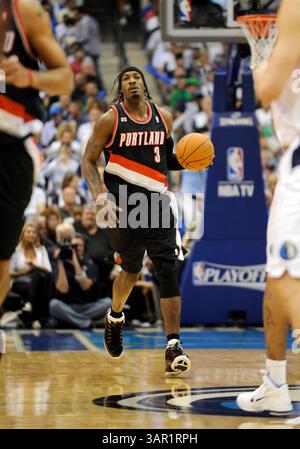 25 avril 2011 : Gerald Wallace, attaquant des Trail Blazers de Portland, #3 lors d'un match éliminatoire de la première ronde de la NBA Western Conference entre les Trail Blazers de Portland et les Dallas Mavericks au American Airlines Center de Dallas, TX Dallas a battu Portland 93-82(crédit image : © Albert Pena/Cal Sport Media/ZUMAPRESS.com) Banque D'Images