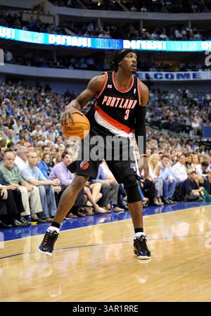25 avril 2011 : Gerald Wallace, attaquant des Trail Blazers de Portland, #3 lors d'un match éliminatoire de la première ronde de la NBA Western Conference entre les Trail Blazers de Portland et les Dallas Mavericks au American Airlines Center de Dallas, TX Dallas a battu Portland 93-82(crédit image : © Albert Pena/Cal Sport Media/ZUMAPRESS.com) Banque D'Images