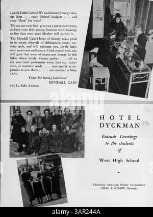 Cette édition de l'annuaire 'Hesperian' de 1937 capture les étudiants, les professeurs et les événements importants de West High School pour l'année académique 1936-1937. Banque D'Images