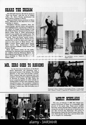 Le Breck Mustang Yearbook 1983 offre un aperçu de la vie académique, sociale et sportive des élèves de l’école Breck au cours de l’année scolaire 1982-1983/09. Banque D'Images
