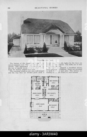 Présentant plus de 200 plans de maisons, ce livre propose des options allant de simples maisons à ossature de bois à des maisons plus grandes et plus élaborées en brique, tuile et pierre. Il comprend des articles de design sur la personnalisation des maisons, des aménagements de cuisine idéaux, et des traitements appropriés pour les murs, le chauffage et l'éclairage. Le guide énumère également les constructeurs nationaux de maisons et les annonces pour les fournitures de construction. Certaines pages sont manquantes. Banque D'Images