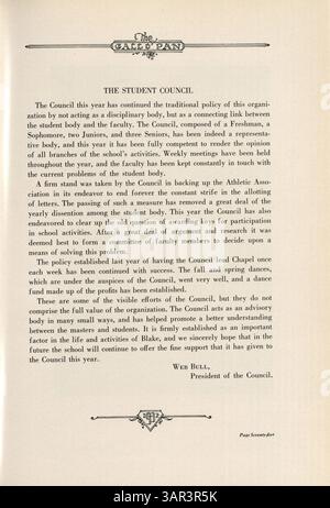 L'Annuaire Blake 1932, Call-O'-Pan, détaille les personnes, les clubs, l'athlétisme et les événements importants de l'année scolaire 1931-1932 à Blake. Banque D'Images