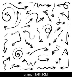 Flèche dessinée à la main de vecteur dans le style abstrait de ligne doodle Illustration de Vecteur