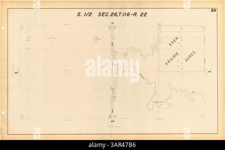 Cet atlas présente un ensemble de cartes pour le village d'Eden Prairie dans le comté de Hennepin, y compris la propriété, les lignes de coupe, les chemins de fer et une carte d'index, fournissant une perspective historique et géographique complète de la région. Banque D'Images