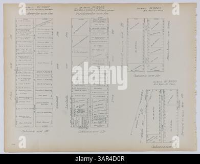 Cette page tirée d'un sondage sur les immeubles de ville couvre les années 1888-1892 et comprend les immeubles 3927, 3928, 3929 et 3930, documentant la propriété foncière et l'information sur les immeubles dans les locaux Louis. Banque D'Images