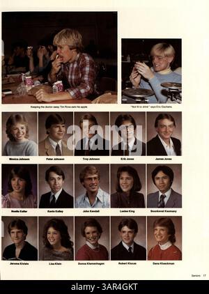 L'annuaire 'Sagamore '85 : Celebrate the moment' de l'école secondaire Roosevelt met en lumière les moments clés de l'année scolaire 1984-1985, y compris les activités des étudiants, les événements de club, l'athlétisme et les contributions des professeurs à la communauté universitaire. Banque D'Images
