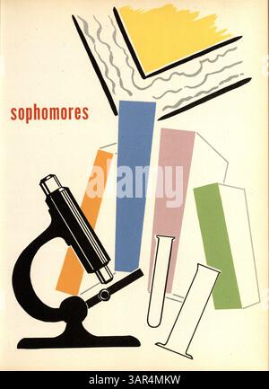 Cette édition de l'annuaire 'Paduan 1955' de la haute école Anthony présente un bilan de l'année scolaire 1954-1955, mettant l'accent sur les étudiants, les professeurs et les événements scolaires. Banque D'Images
