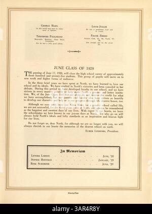 L'annuaire « Polaris » 1928 de North High School documente l'année scolaire 1927-1928 avec des étudiants, des enseignants, des athlètes, des clubs, et l'histoire afro-américaine. Banque D'Images