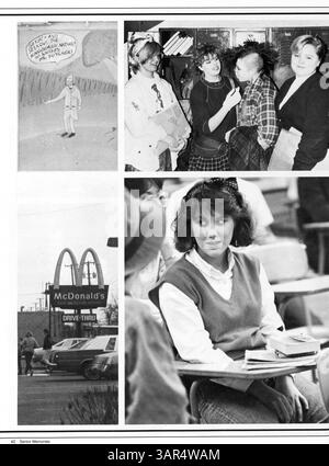 L'annuaire 1985 'Sagamore 85 : Celebrate the moment' relate les faits marquants des élèves, des enseignants, des clubs et des athlètes de l'école secondaire Roosevelt pendant l'année scolaire 1984-1985. Banque D'Images