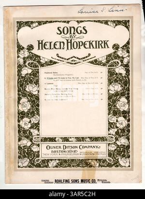 Cette composition musicale, avec des paroles en anglais et en allemand, a été traduite par Joh. v. perte. Il a été créé pour mezzo-soprano ou baryton en F. publié à Paris en novembre 1893, la partition comprend un numéro de plaque, 4-23-60622-4, et a été présenté à l'Université de l'Oregon par MRS Fletcher Linn en 1942. La copie de l'Université de l'Oregon comprend une note avec 'Louise S. Linn' écrit à l'encre sur la couverture. Banque D'Images