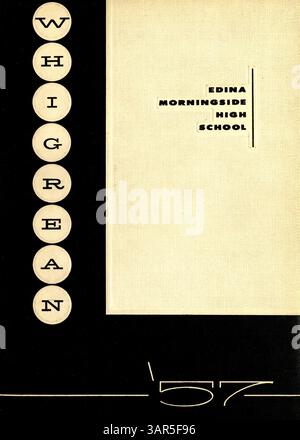 L'annuaire Whigrean 1957 de l'école secondaire Edina-Morningside présente les élèves, les enseignants, les équipes sportives, les clubs et les événements mémorables de l'année scolaire 1956-1957-09, offrant un aperçu de la vie à l'école secondaire. Banque D'Images