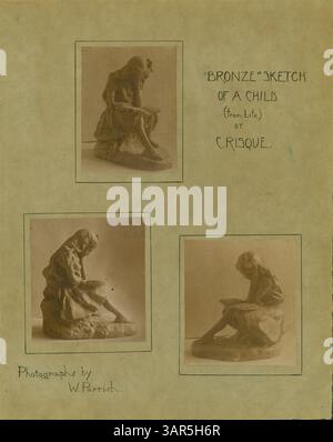 Le numéro de juillet 1906 de *la roue du potier* (volume 2, numéro 9) présente une sculpture en bronze intitulée Bronze Sketch of a Child (From Life) de Caroline risque, avec des photographies de Williamina Parrish. Banque D'Images