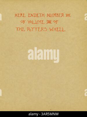 La page de fin du volume 3, numéro 7 de 'la roue du potier', une publication de mai 1907, contenant des articles et des caractéristiques pertinents pour la poterie et les arts de la céramique Banque D'Images