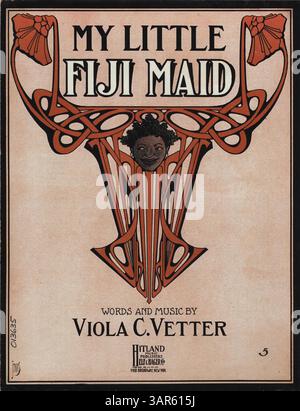 La partition de My Little Fiji Maid comprend des extraits musicaux de Wedding Bells de J. Fred Helf et Robt. F. Roden sur la deuxième page, et 'si vous avez gagné le seul' par J. Fred Helf et Ed Gardenier sur la couverture arrière. La première page présente une dédicace au professeur B. Walters. Banque D'Images