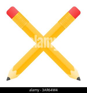 Vecteur de crayon d'outil d'écriture sur fond blanc. Fournitures scolaires crayons. Crayon avec gomme en caoutchouc. Illustration de Vecteur