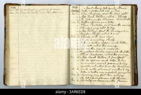 The Eliza G. Randolph Post Collection, volume 10, comprend des documents détaillés de la vie quotidienne entre janvier 1848 et 1850, capturant des expériences sur la ferme dans le comté de Pulaski, Illinois, suivie par le déménagement de sa famille à Mount Morris, comté d'Ogle, Illinois. Banque D'Images
